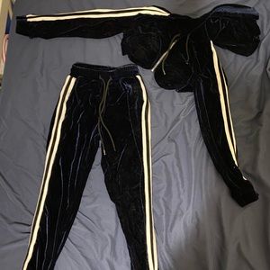 Fashion Nova Velour Tracksuit Set. Size XS. Navy